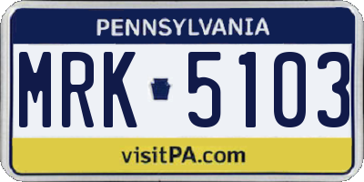PA license plate MRK5103