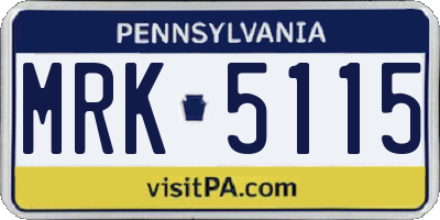 PA license plate MRK5115