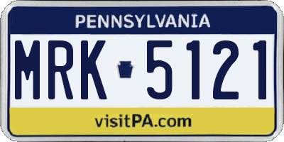 PA license plate MRK5121