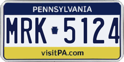 PA license plate MRK5124