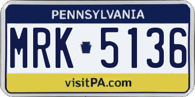 PA license plate MRK5136