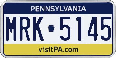 PA license plate MRK5145