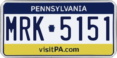 PA license plate MRK5151