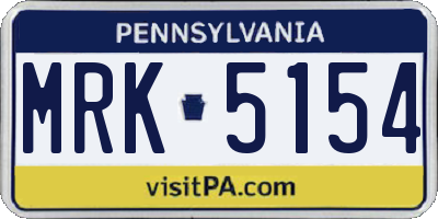 PA license plate MRK5154