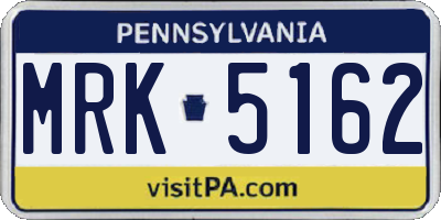 PA license plate MRK5162