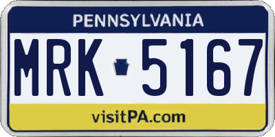 PA license plate MRK5167