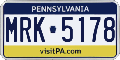 PA license plate MRK5178