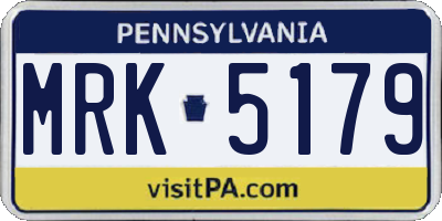 PA license plate MRK5179