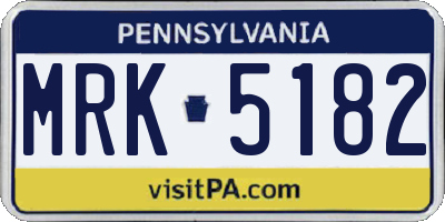 PA license plate MRK5182