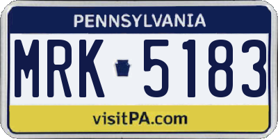 PA license plate MRK5183