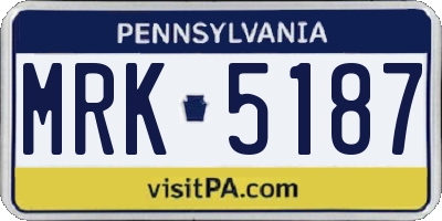 PA license plate MRK5187