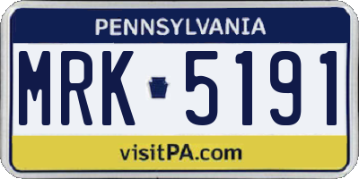 PA license plate MRK5191