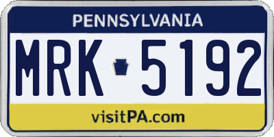 PA license plate MRK5192