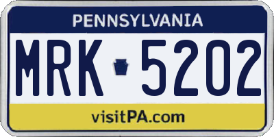 PA license plate MRK5202