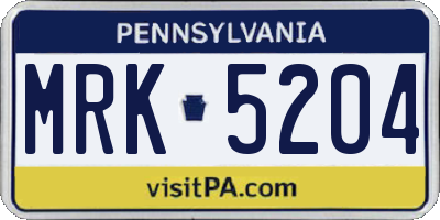 PA license plate MRK5204