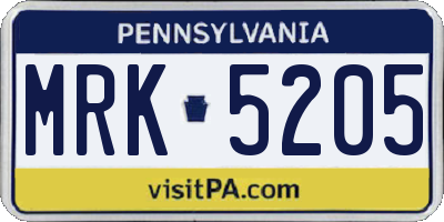 PA license plate MRK5205