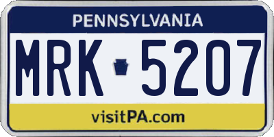 PA license plate MRK5207