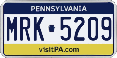 PA license plate MRK5209