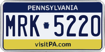 PA license plate MRK5220