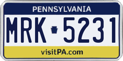PA license plate MRK5231