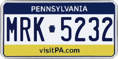 PA license plate MRK5232