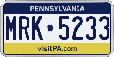 PA license plate MRK5233
