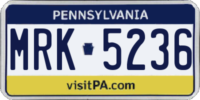PA license plate MRK5236