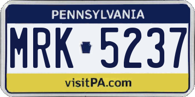 PA license plate MRK5237