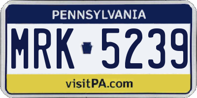 PA license plate MRK5239