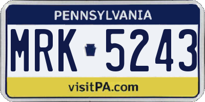 PA license plate MRK5243