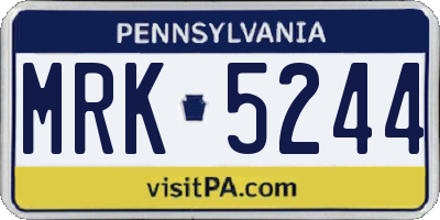 PA license plate MRK5244