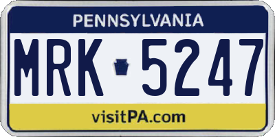 PA license plate MRK5247