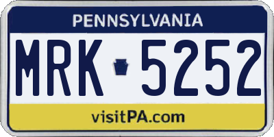PA license plate MRK5252