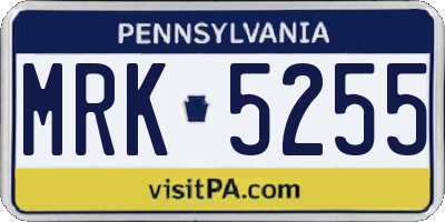 PA license plate MRK5255