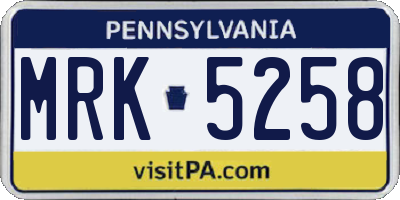PA license plate MRK5258