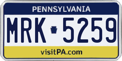 PA license plate MRK5259
