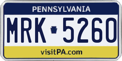 PA license plate MRK5260