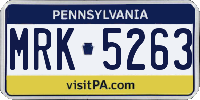 PA license plate MRK5263