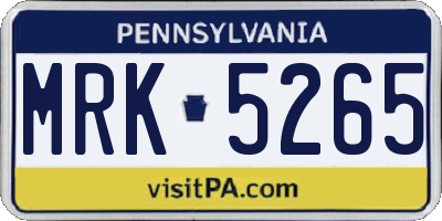 PA license plate MRK5265