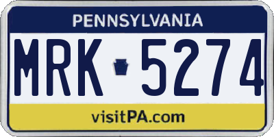 PA license plate MRK5274