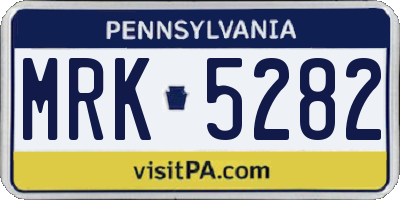 PA license plate MRK5282
