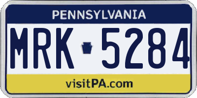 PA license plate MRK5284