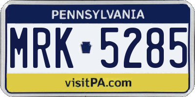 PA license plate MRK5285