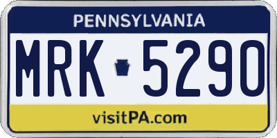 PA license plate MRK5290