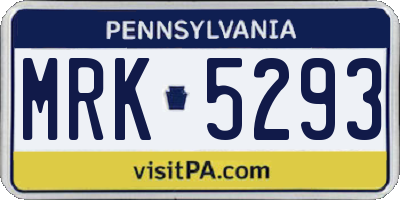 PA license plate MRK5293