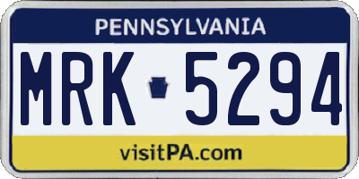 PA license plate MRK5294