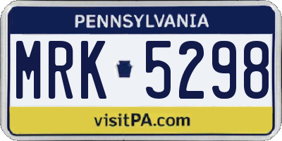 PA license plate MRK5298