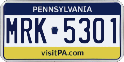 PA license plate MRK5301