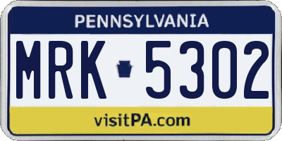 PA license plate MRK5302
