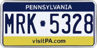 PA license plate MRK5328